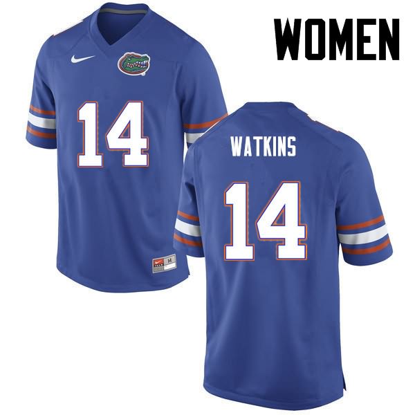 NCAA Florida Gators Jaylen Watkins Women's #14 Nike Blue Stitched Authentic College Football Jersey JMY6864BL